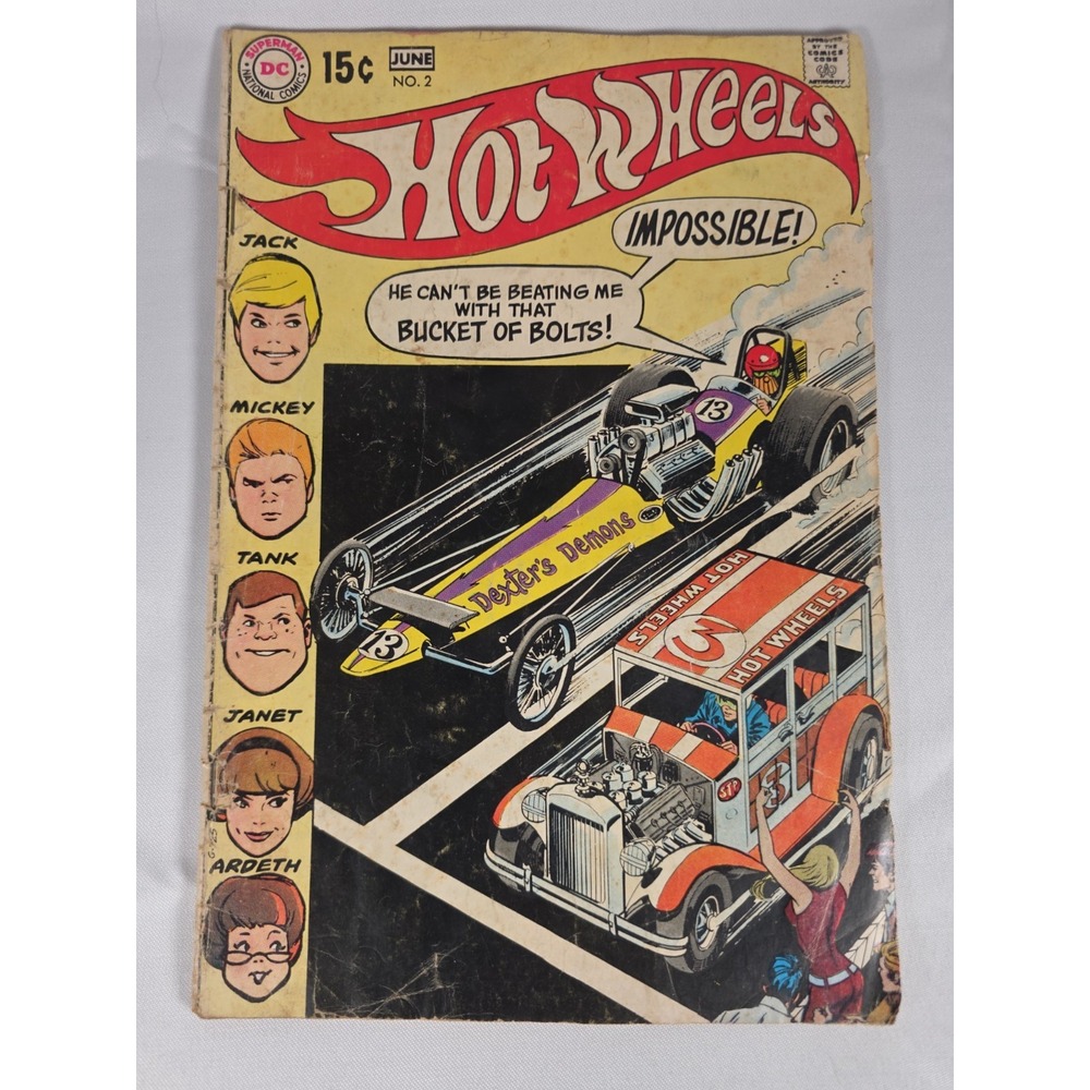 Hot Wheels #2 DC Comics June 1970 15¢ Vintage Comic Drag Race Neal Adams Cover